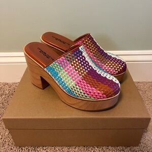Charlotte Stone Marlo Carnival Chex Clogs Size 8 New